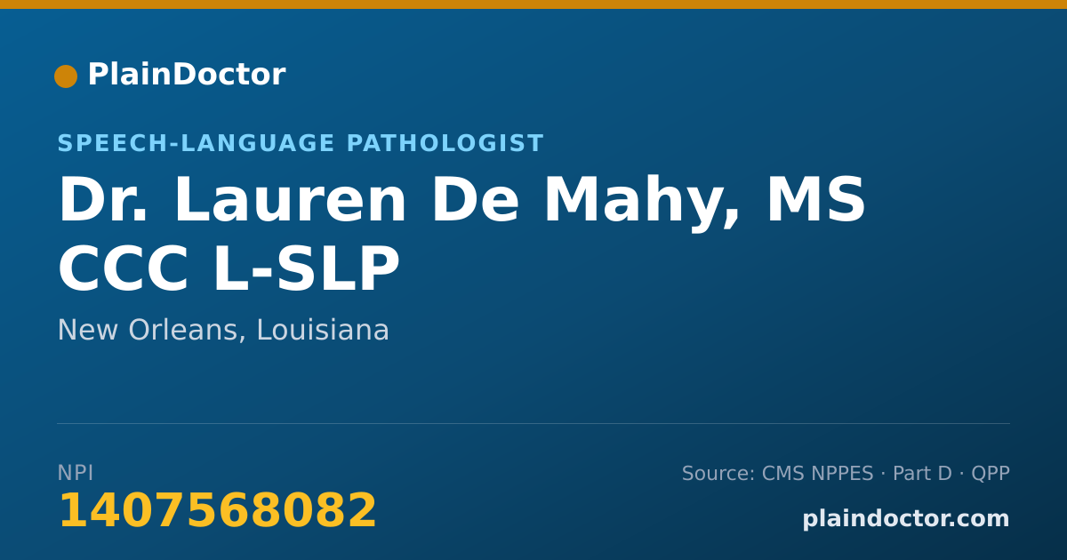Shareable card for Lauren De Mahy, MS CCC L-SLP - Speech-Language Pathologist, New Orleans, LA