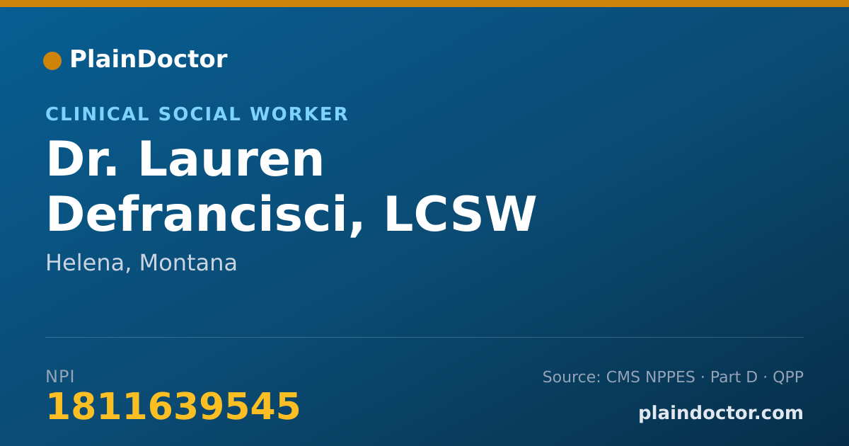 Shareable card for Lauren Defrancisci, LCSW - Clinical Social Worker, Helena, MT