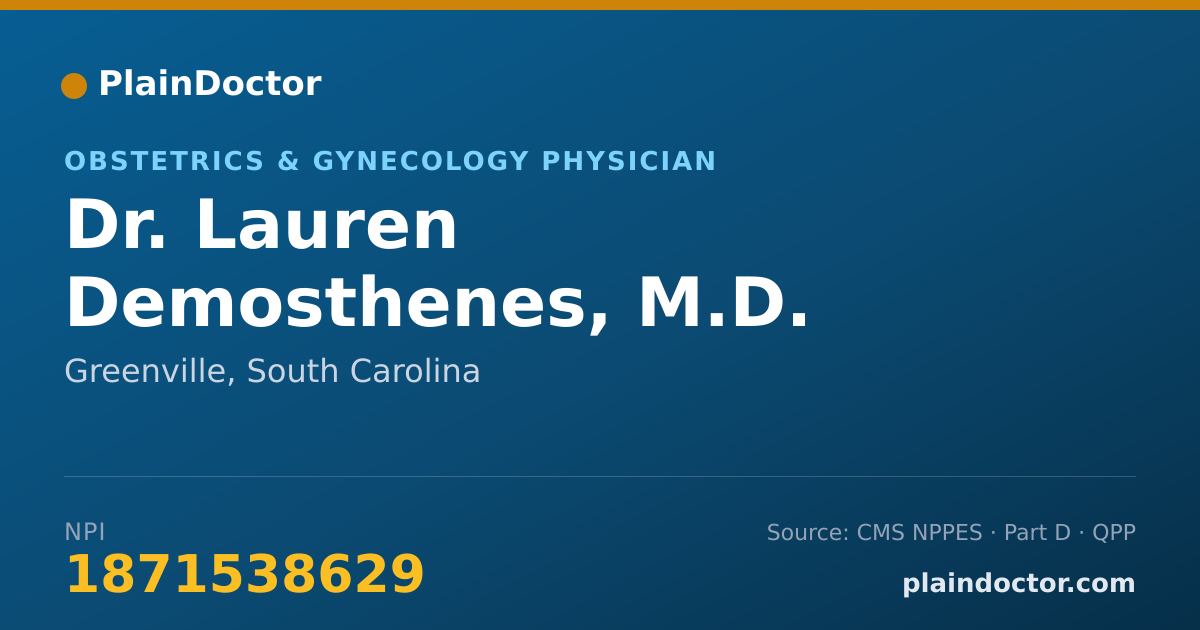 Shareable card for Lauren Demosthenes, M.D. - Obstetrics & Gynecology Physician, Greenville, SC
