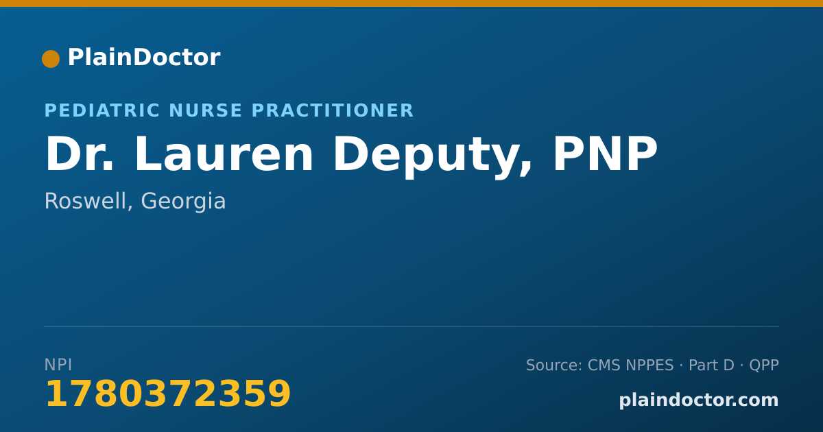 Shareable card for Lauren Deputy, PNP - Pediatric Nurse Practitioner, Roswell, GA