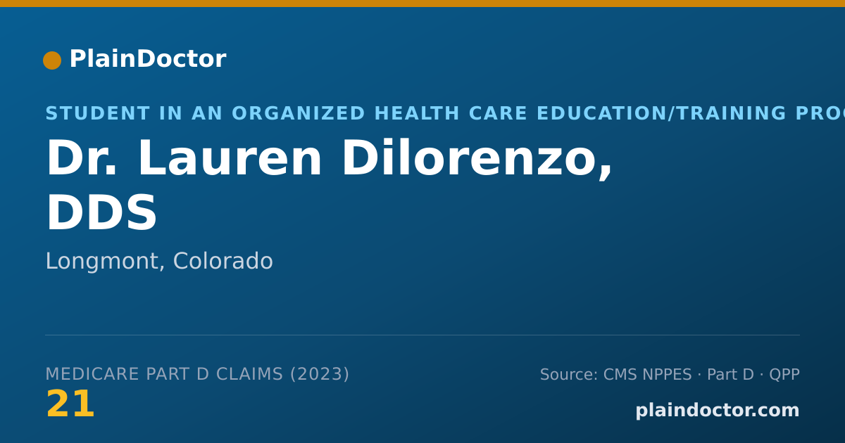 Shareable card for Lauren Dilorenzo, DDS - Student in an Organized Health Care Education/Training Program, Longmont, CO