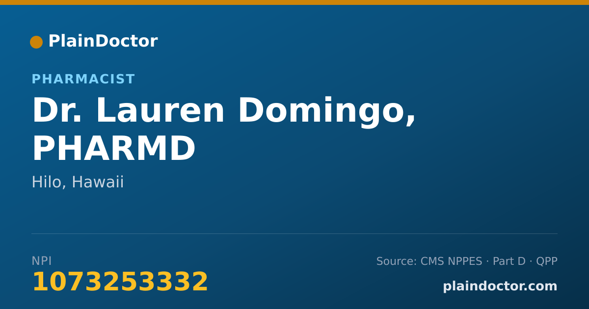Shareable card for Lauren Domingo, PHARMD - Pharmacist, Hilo, HI