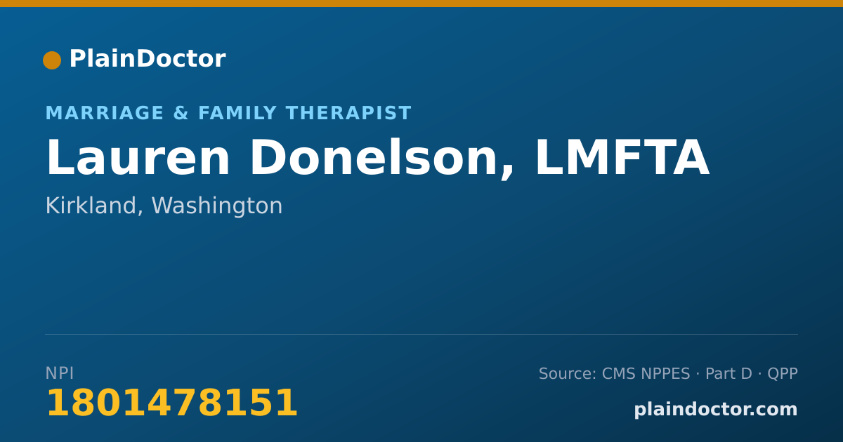 Shareable card for Lauren Donelson, LMFTA - Marriage & Family Therapist, Kirkland, WA