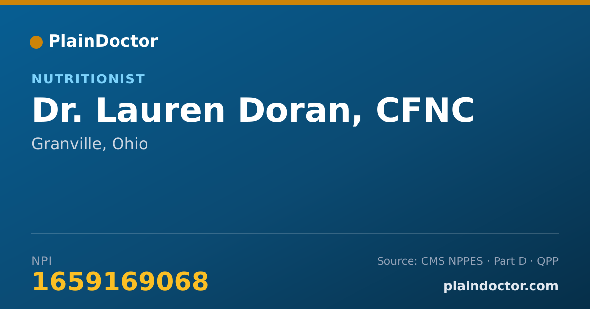 Shareable card for Lauren Doran, CFNC - Nutritionist, Granville, OH