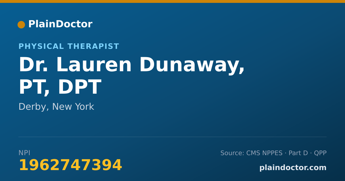 Shareable card for Lauren Dunaway, PT, DPT - Physical Therapist, Derby, NY