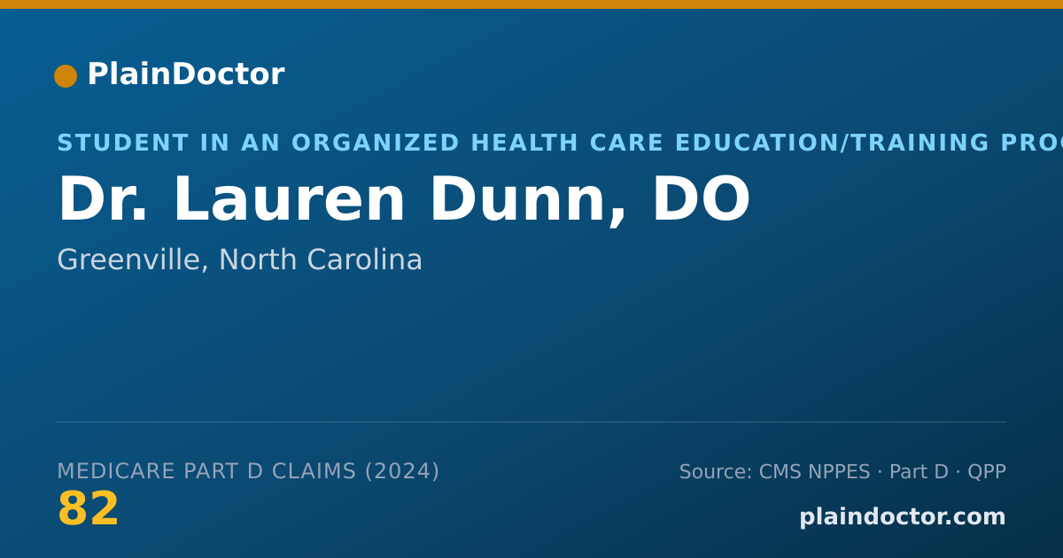 Shareable card for Lauren Dunn, DO - Student in an Organized Health Care Education/Training Program, Greenville, NC