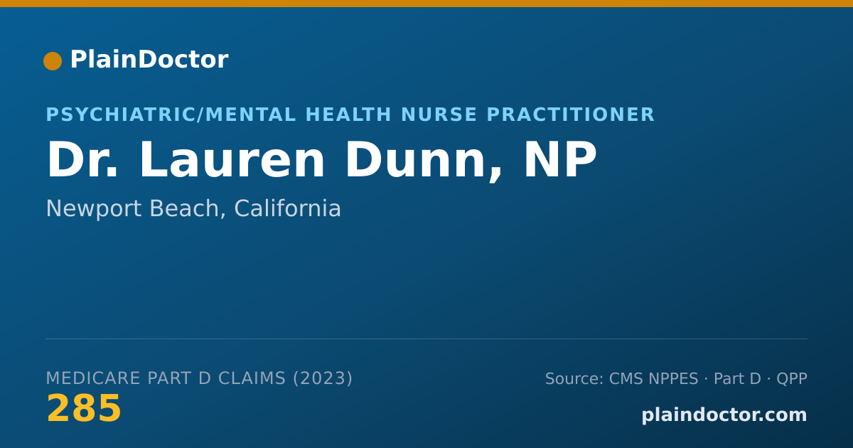 Shareable card for Lauren Dunn, NP - Psychiatric/Mental Health Nurse Practitioner, Newport Beach, CA