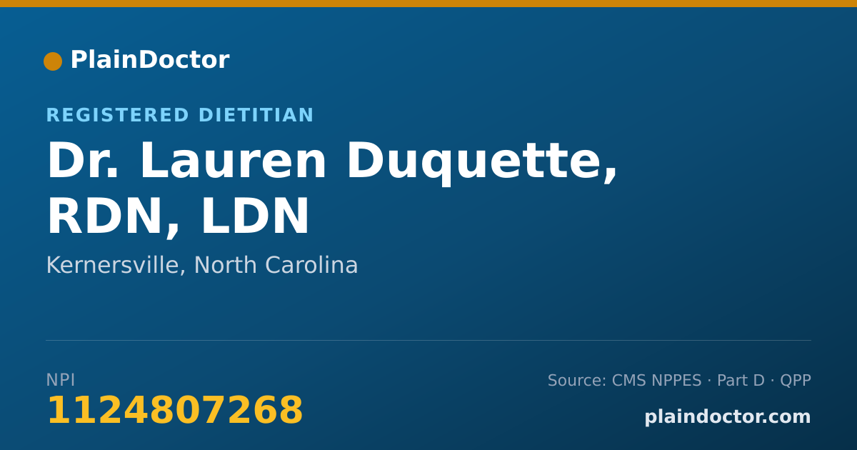 Shareable card for Lauren Duquette, RDN, LDN - Registered Dietitian, Kernersville, NC