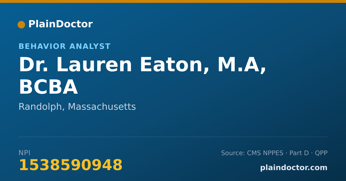 Shareable card for Lauren Eaton, M.A, BCBA - Behavior Analyst, Randolph, MA