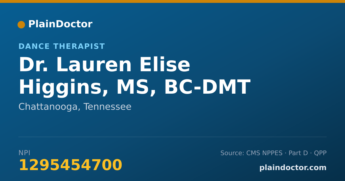 Shareable card for Lauren Elise Higgins, MS, BC-DMT - Dance Therapist, Chattanooga, TN