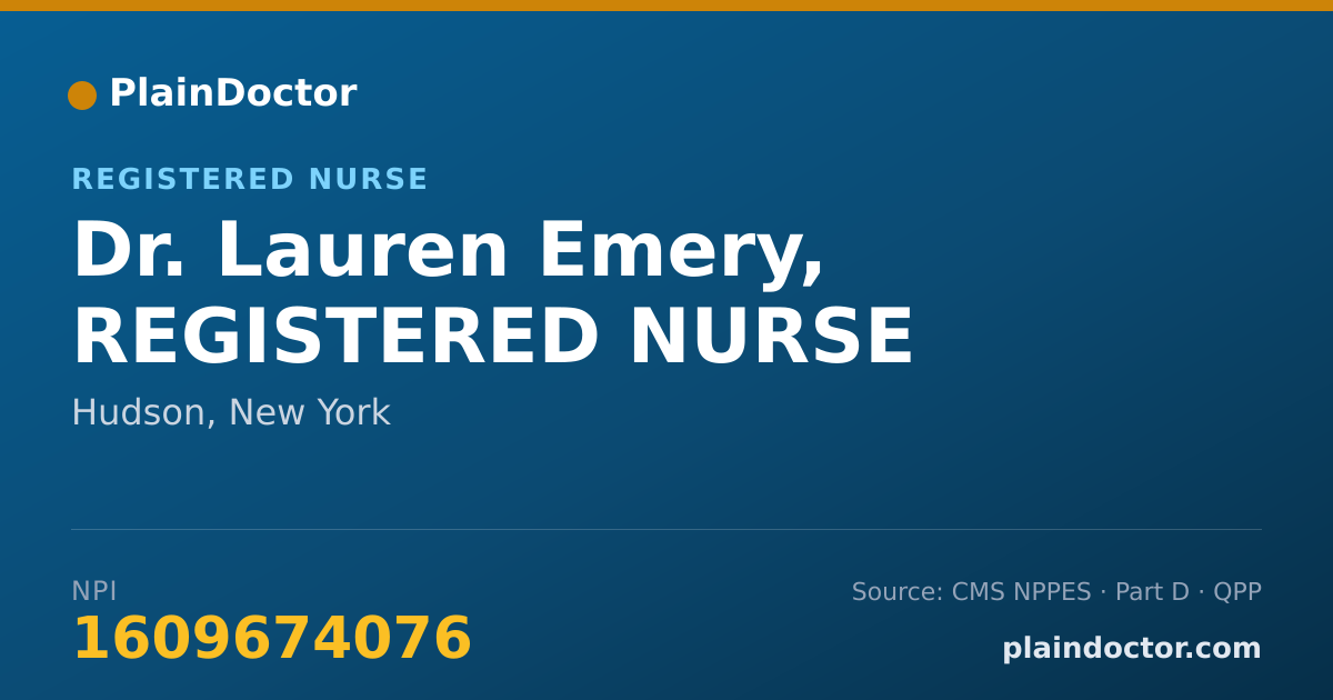 Shareable card for Lauren Emery, REGISTERED NURSE - Registered Nurse, Hudson, NY