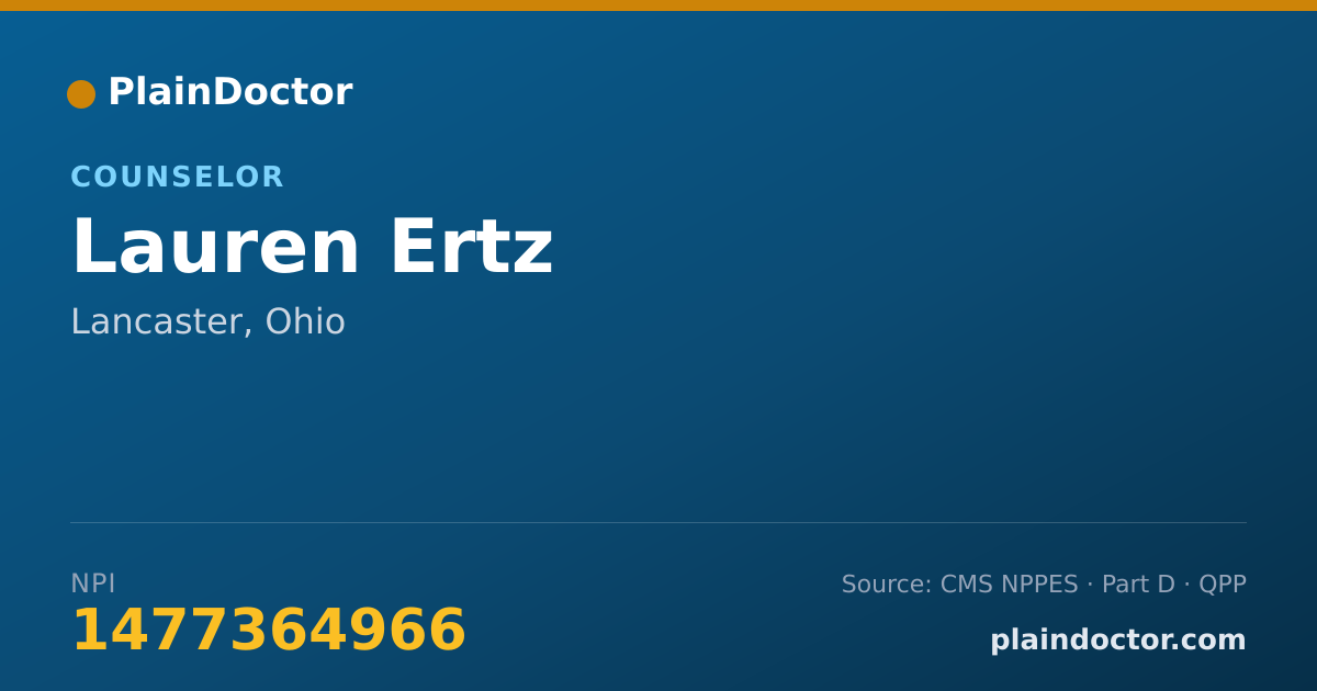 Shareable card for Lauren Ertz - Counselor, Lancaster, OH