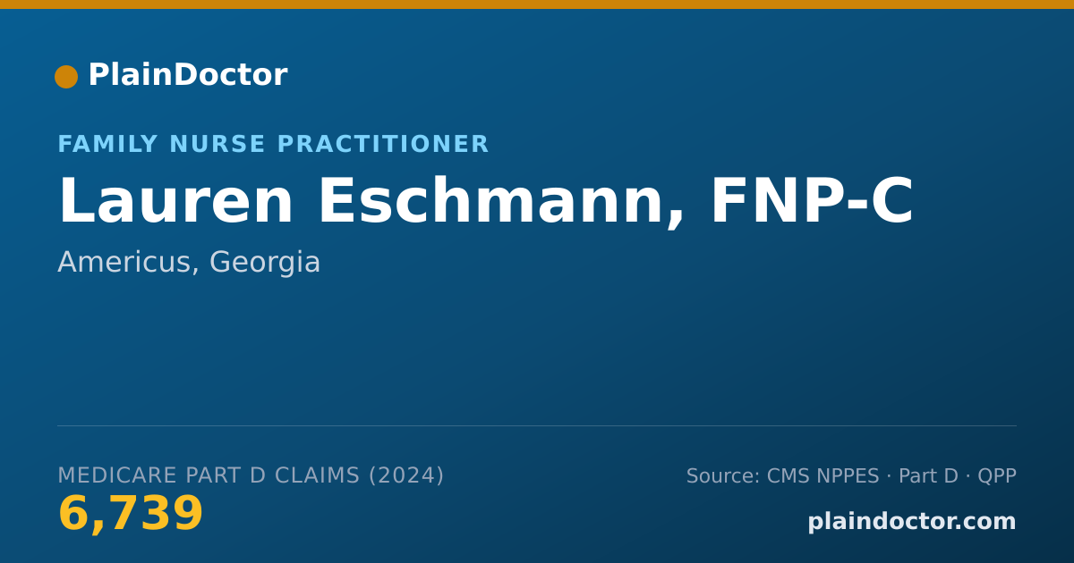 Shareable card for Lauren Eschmann, FNP-C - Family Nurse Practitioner, Americus, GA