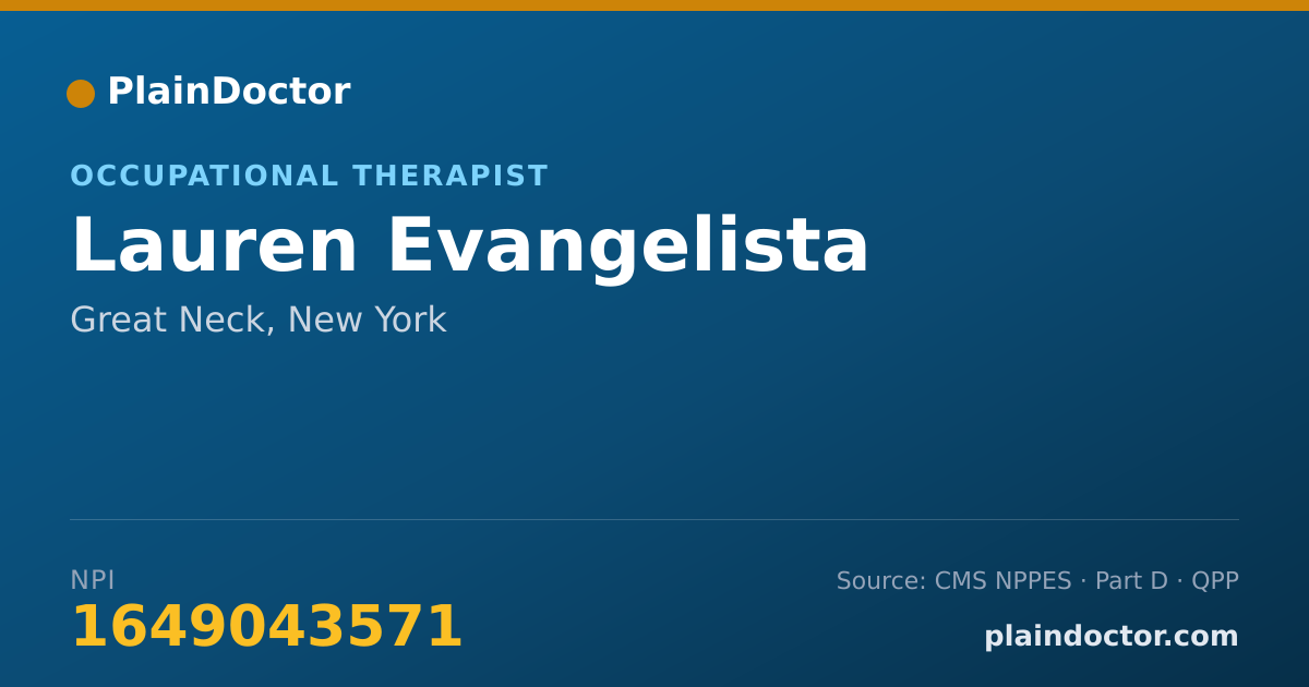 Shareable card for Lauren Evangelista - Occupational Therapist, Great Neck, NY