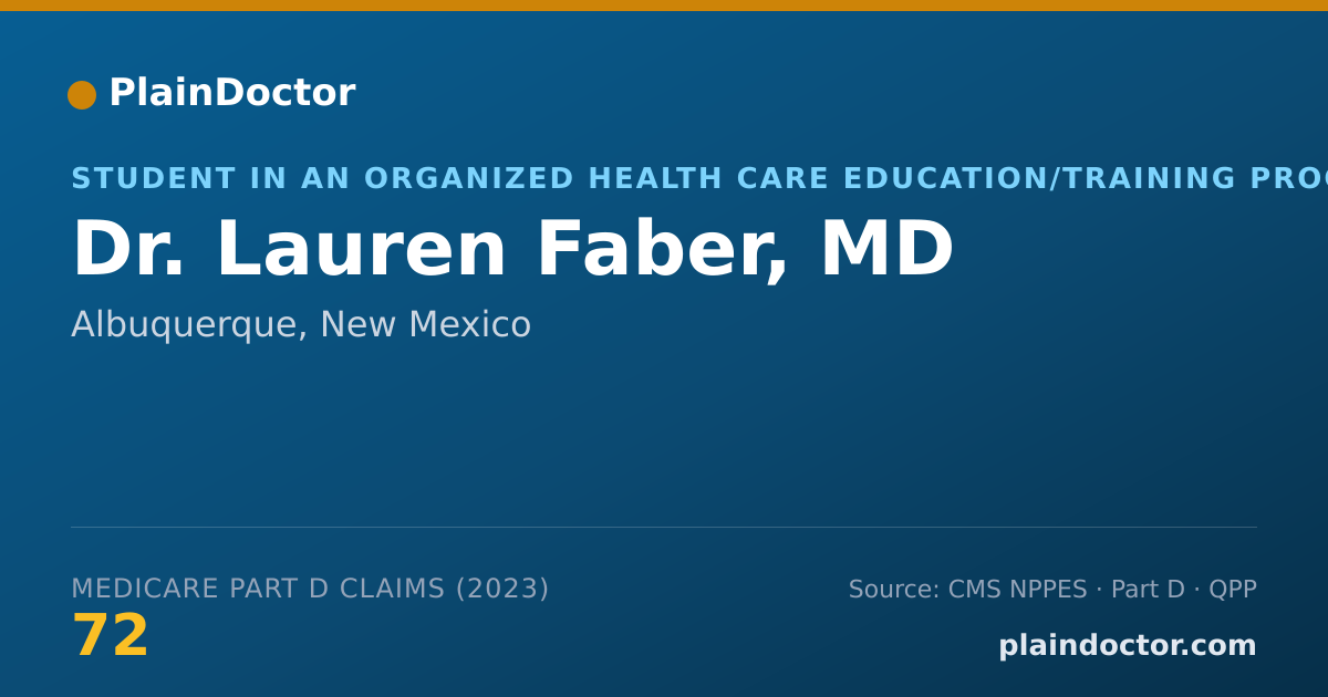 Shareable card for Lauren Faber, MD - Student in an Organized Health Care Education/Training Program, Albuquerque, NM