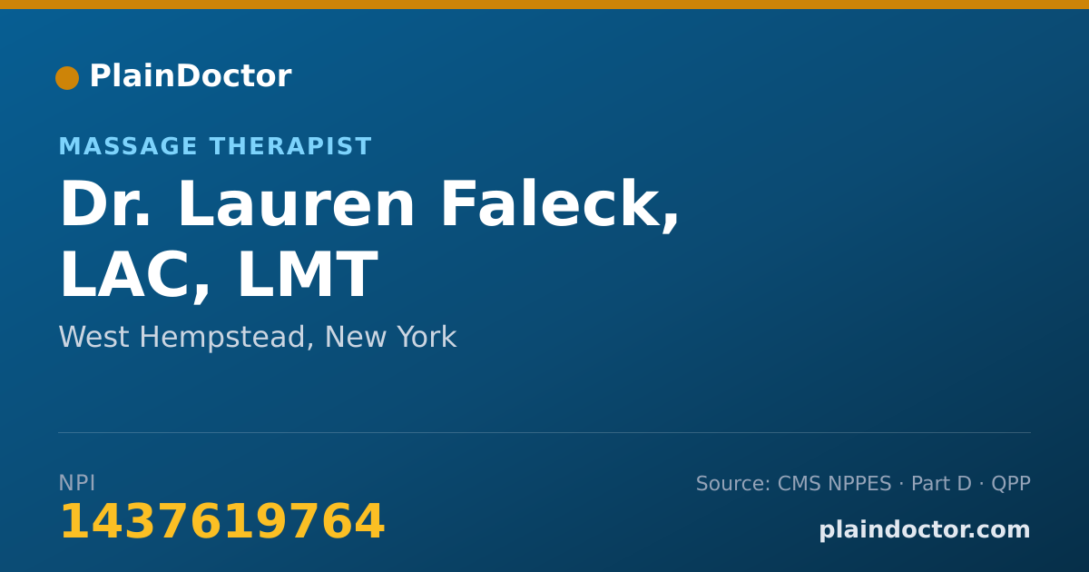 Shareable card for Lauren Faleck, LAC, LMT - Massage Therapist, West Hempstead, NY