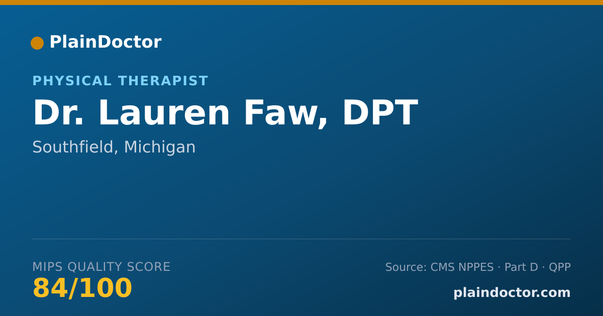 Shareable card for Lauren Faw, DPT - Physical Therapist, Southfield, MI