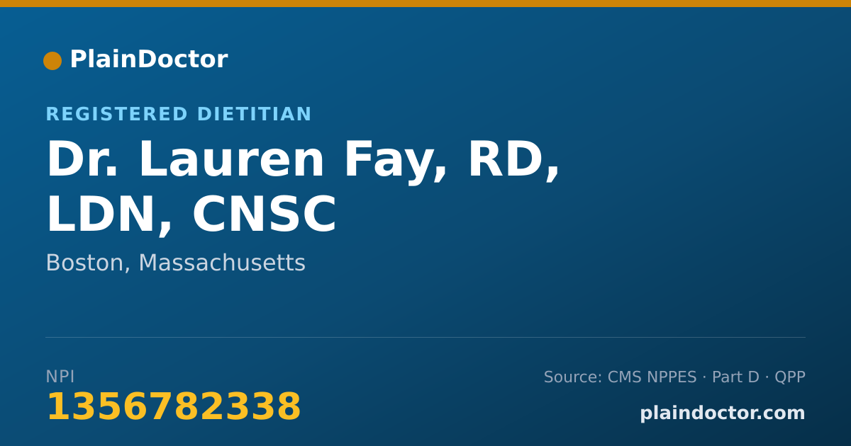 Shareable card for Lauren Fay, RD, LDN, CNSC - Registered Dietitian, Boston, MA
