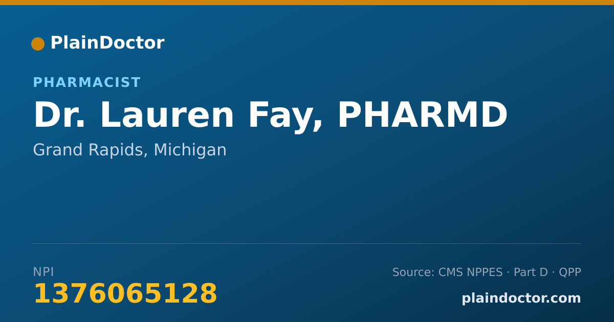Shareable card for Lauren Fay, PHARMD - Pharmacist, Grand Rapids, MI