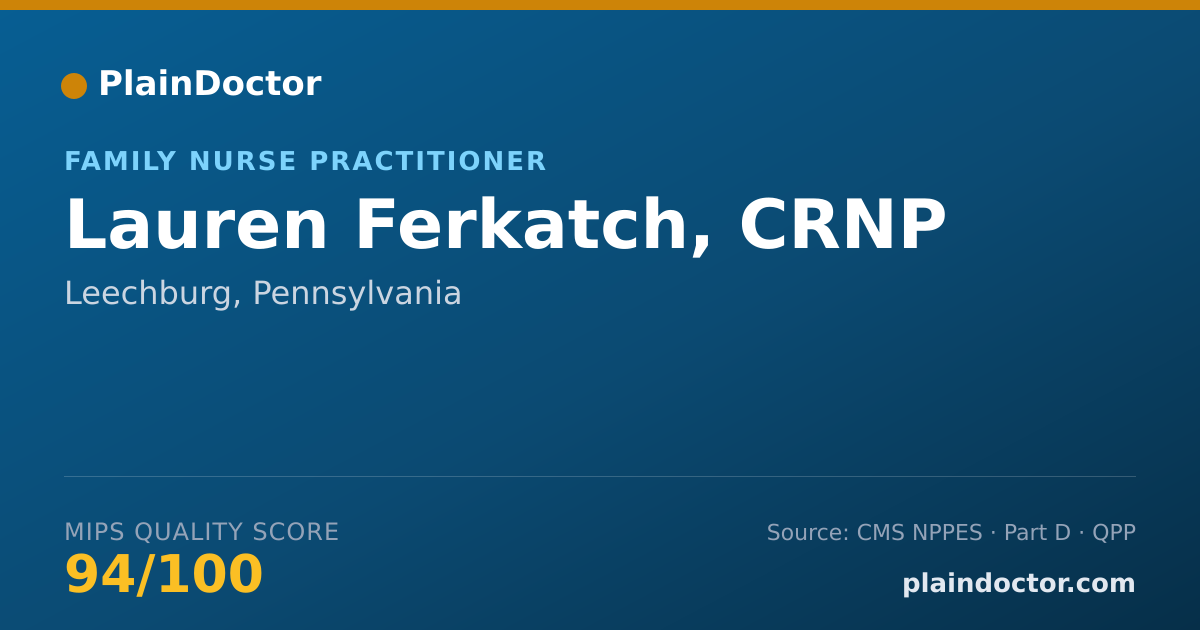 Shareable card for Lauren Ferkatch, CRNP - Family Nurse Practitioner, Leechburg, PA