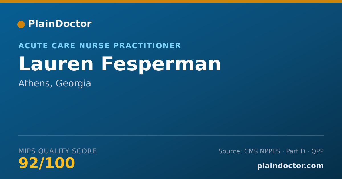 Shareable card for Lauren Fesperman - Acute Care Nurse Practitioner, Athens, GA