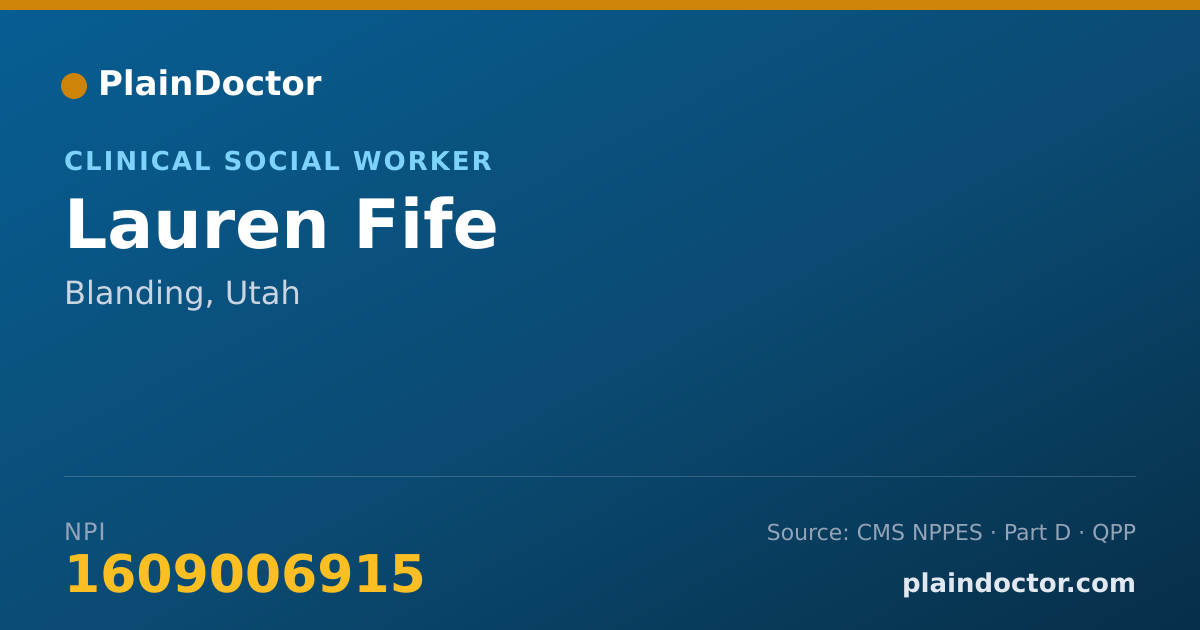 Shareable card for Lauren Fife - Clinical Social Worker, Blanding, UT