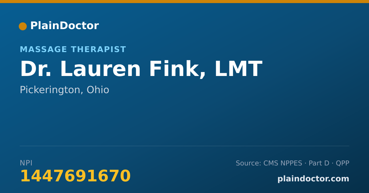 Shareable card for Lauren Fink, LMT - Massage Therapist, Pickerington, OH