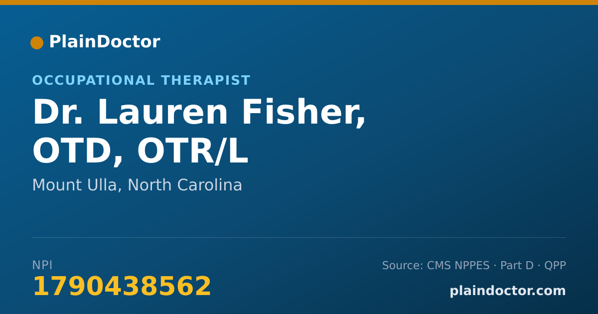 Shareable card for Lauren Fisher, OTD, OTR/L - Occupational Therapist, Mount Ulla, NC