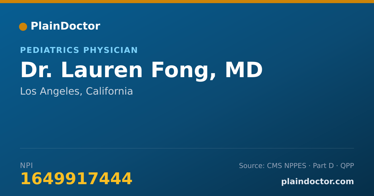 Shareable card for Lauren Fong, MD - Pediatrics Physician, Los Angeles, CA