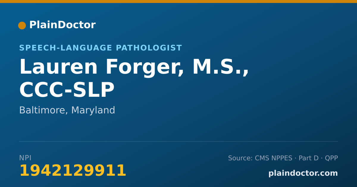 Shareable card for Lauren Forger, M.S., CCC-SLP - Speech-Language Pathologist, Baltimore, MD