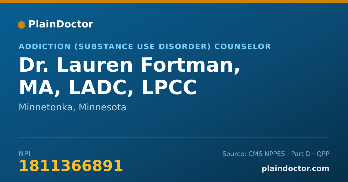 Shareable card for Lauren Fortman, MA, LADC, LPCC - Addiction (Substance Use Disorder) Counselor, Minnetonka, MN