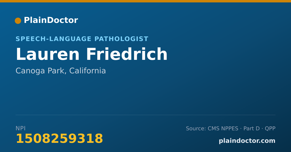 Shareable card for Lauren Friedrich - Speech-Language Pathologist, Canoga Park, CA