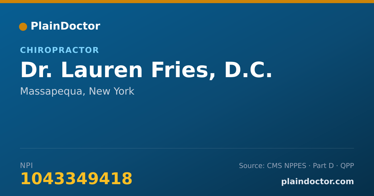 Shareable card for Lauren Fries, D.C. - Chiropractor, Massapequa, NY