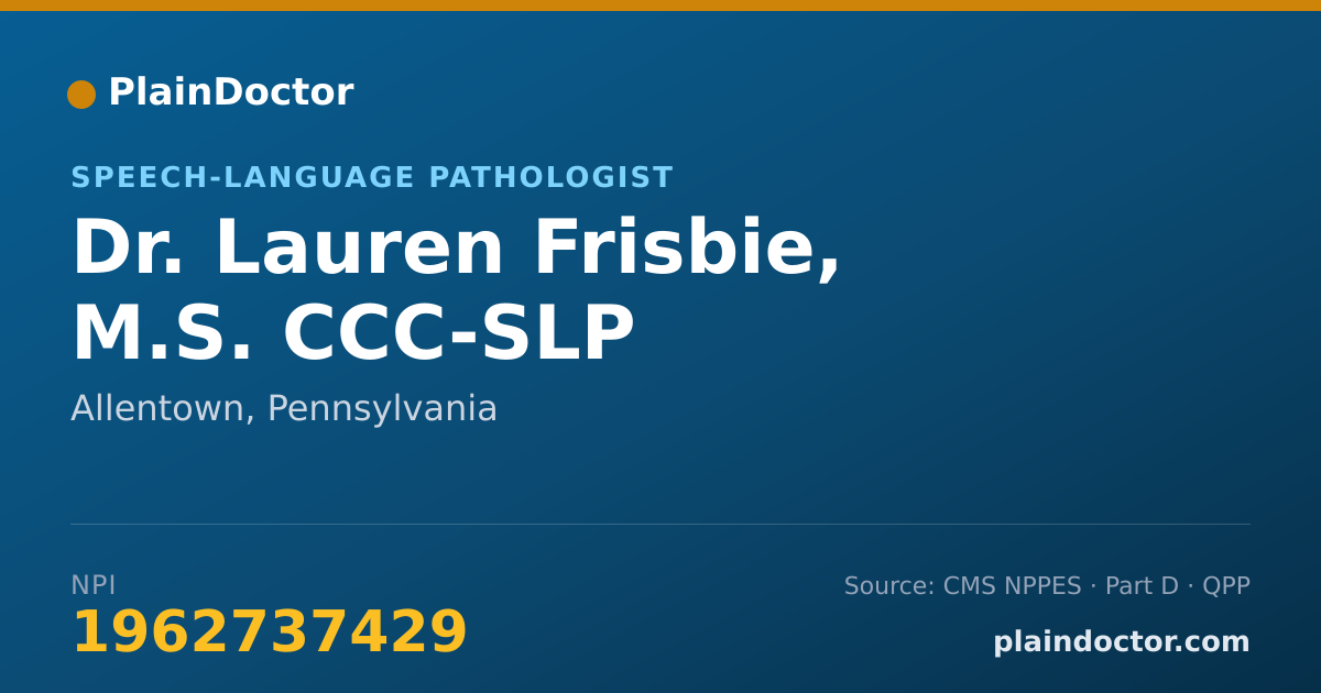 Shareable card for Lauren Frisbie, M.S. CCC-SLP - Speech-Language Pathologist, Allentown, PA