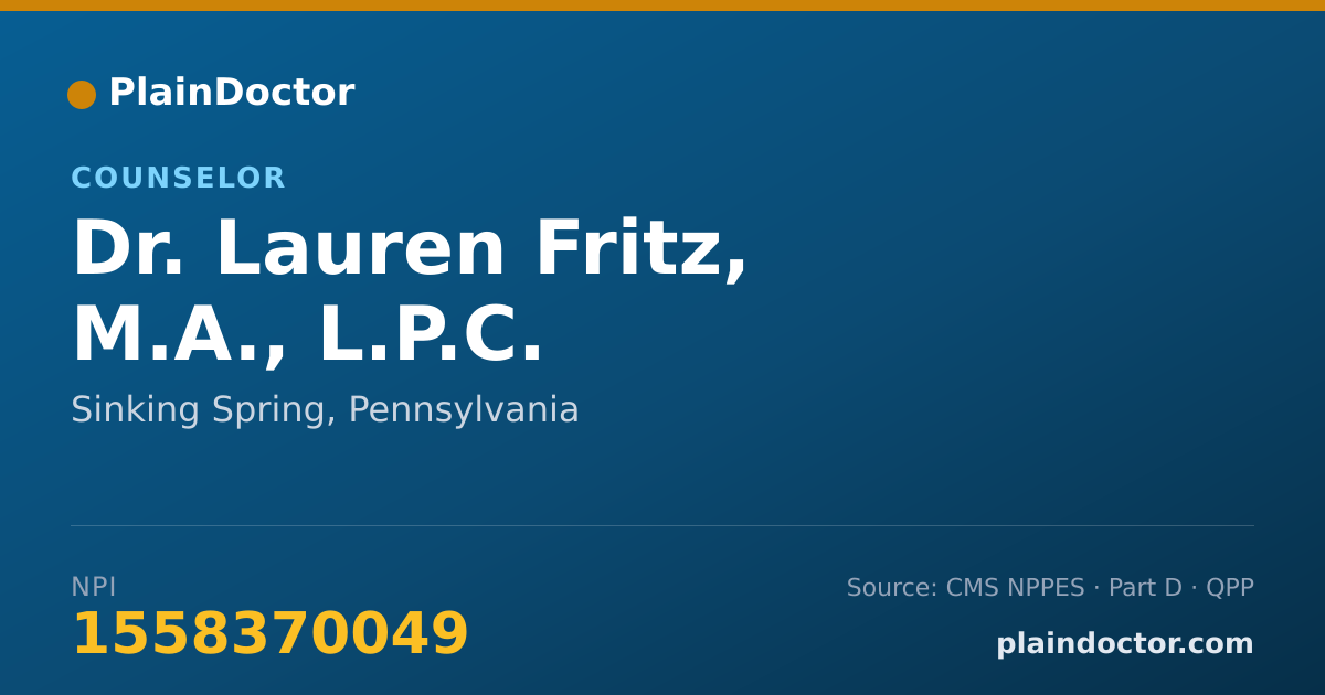 Shareable card for Lauren Fritz, M.A., L.P.C. - Counselor, Sinking Spring, PA