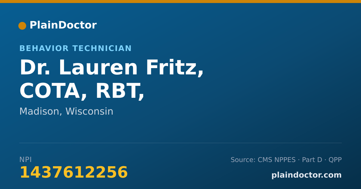 Shareable card for Lauren Fritz, COTA, RBT, - Behavior Technician, Madison, WI