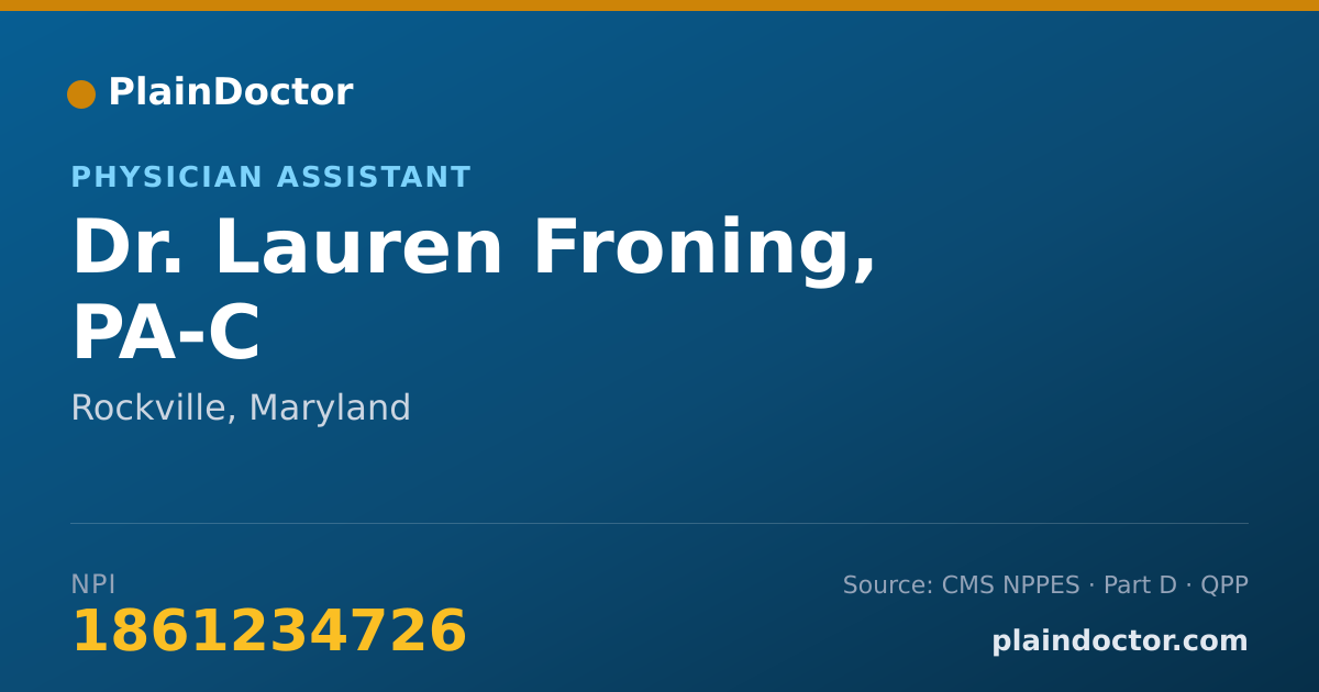 Shareable card for Lauren Froning, PA-C - Physician Assistant, Rockville, MD