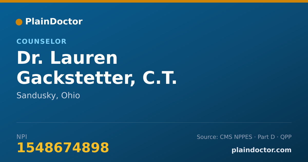 Shareable card for Lauren Gackstetter, C.T. - Counselor, Sandusky, OH