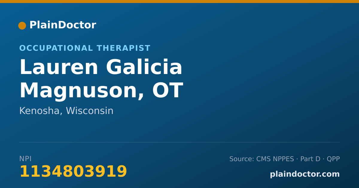 Shareable card for Lauren Galicia Magnuson, OT - Occupational Therapist, Kenosha, WI