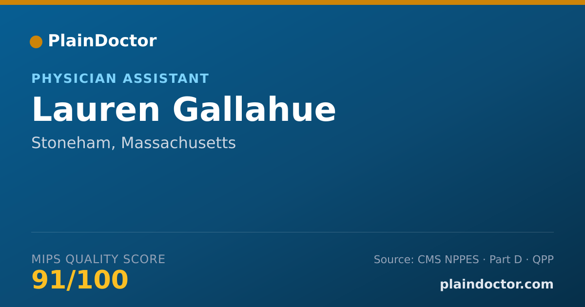 Shareable card for Lauren Gallahue - Physician Assistant, Stoneham, MA