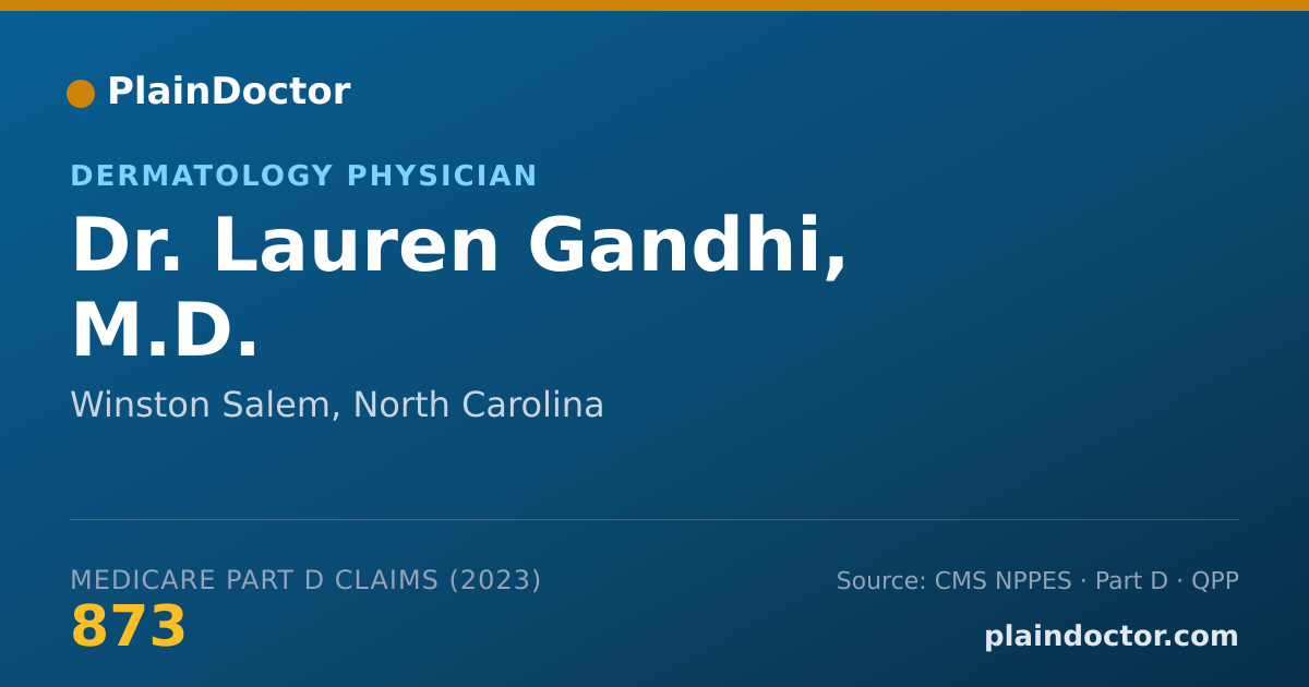 Shareable card for Lauren Gandhi, M.D. - Dermatology Physician, Winston Salem, NC