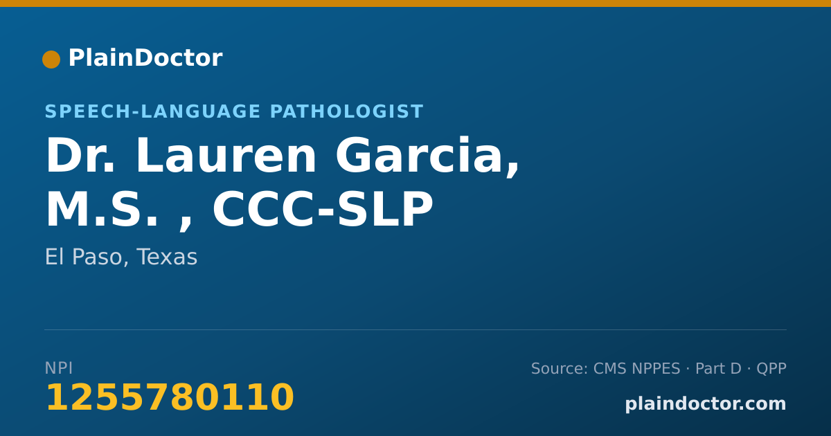 Shareable card for Lauren Garcia, M.S. , CCC-SLP - Speech-Language Pathologist, El Paso, TX