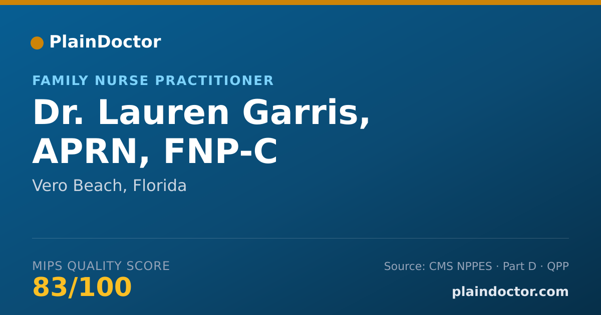 Shareable card for Lauren Garris, APRN, FNP-C - Family Nurse Practitioner, Vero Beach, FL