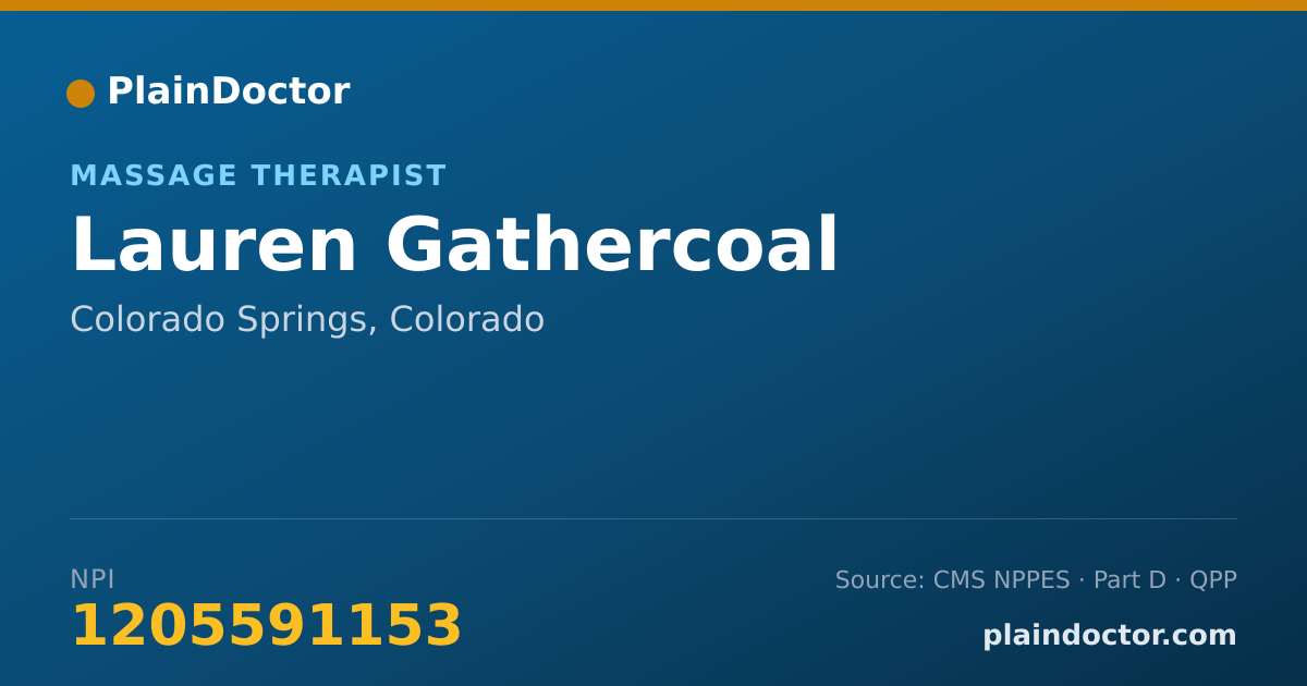 Shareable card for Lauren Gathercoal - Massage Therapist, Colorado Springs, CO