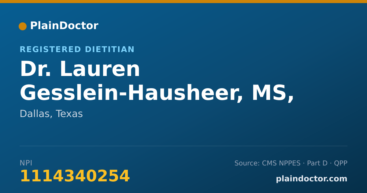 Shareable card for Lauren Gesslein-Hausheer, MS, RD, LD - Registered Dietitian, Dallas, TX