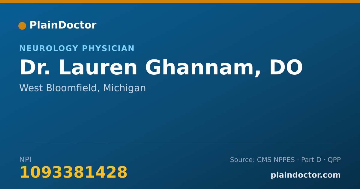 Shareable card for Lauren Ghannam, DO - Neurology Physician, West Bloomfield, MI