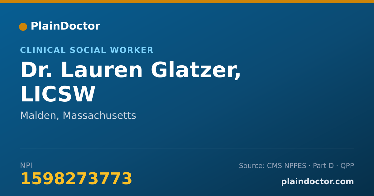 Shareable card for Lauren Glatzer, LICSW - Clinical Social Worker, Malden, MA