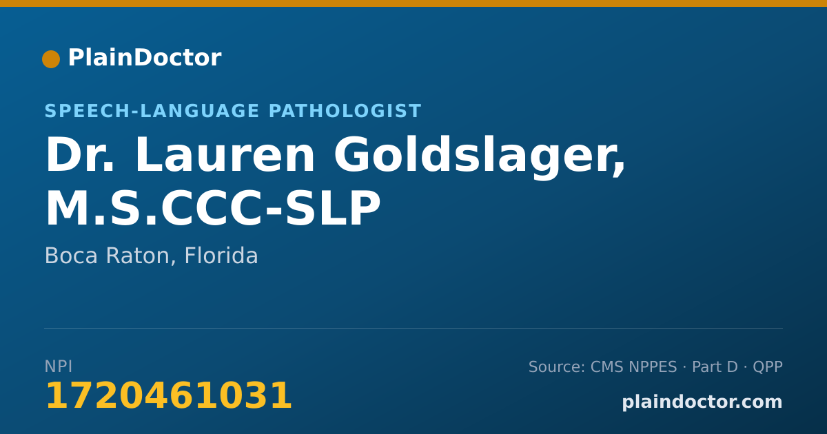 Shareable card for Lauren Goldslager, M.S.CCC-SLP - Speech-Language Pathologist, Boca Raton, FL