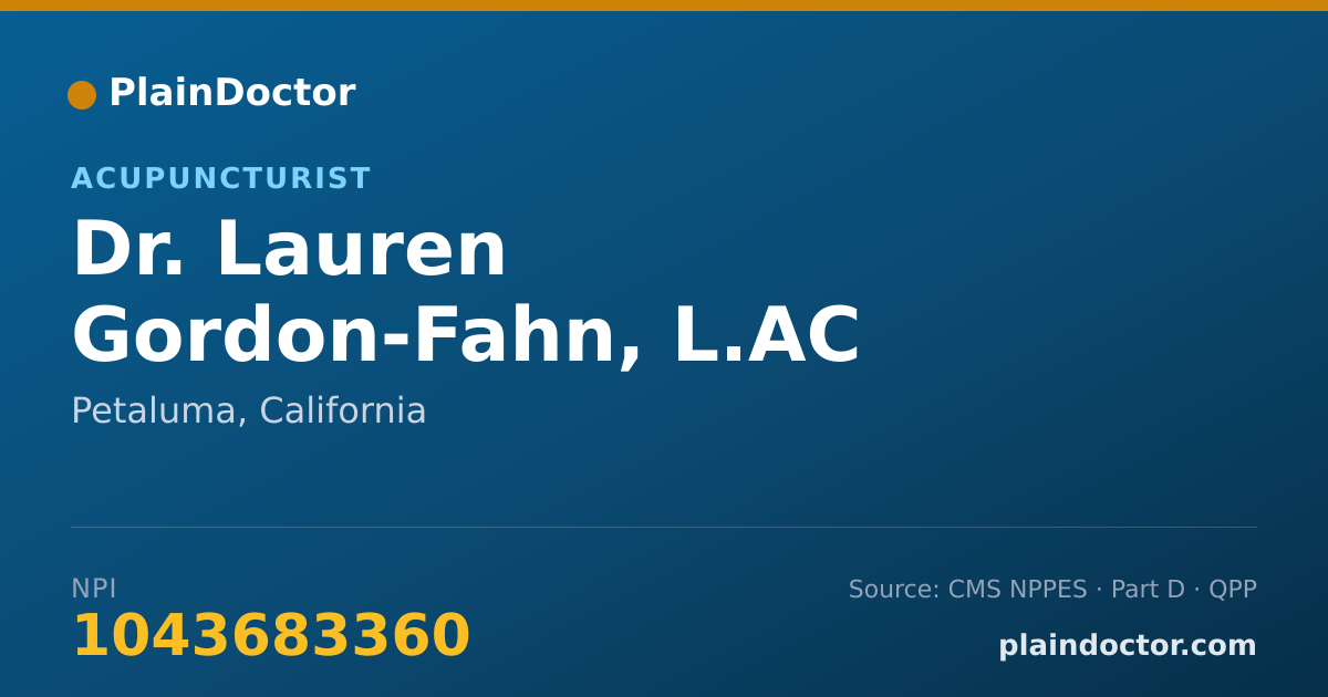 Shareable card for Lauren Gordon-Fahn, L.AC - Acupuncturist, Petaluma, CA