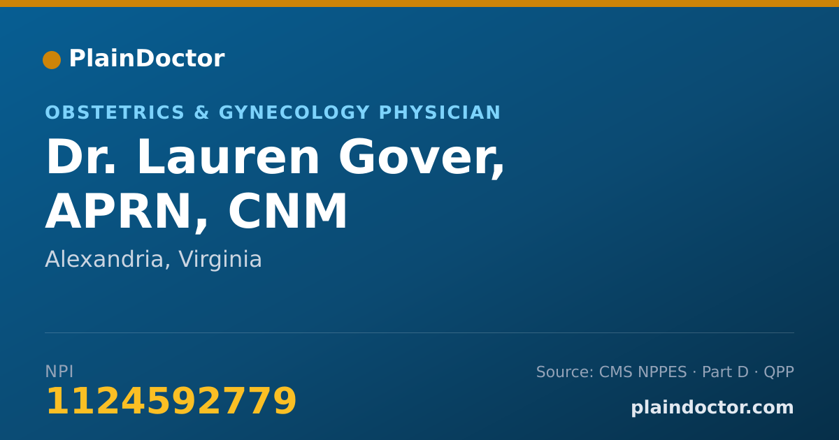 Shareable card for Lauren Gover, APRN, CNM - Obstetrics & Gynecology Physician, Alexandria, VA